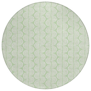 HomeRoots 5' Timeless Mint Green and Beige Ogee Area Rug – Durable, Washable, Perfect for Indoor and Outdoor Use 8' Round 601628