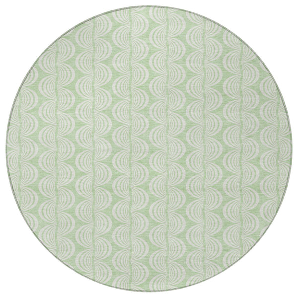 Homeroots 3' Aqua And Beige Ogee Washable Indoor Outdoor Area Rug - Durable, Stylish, And Easy To Maintain 8' Round Polyester 601628