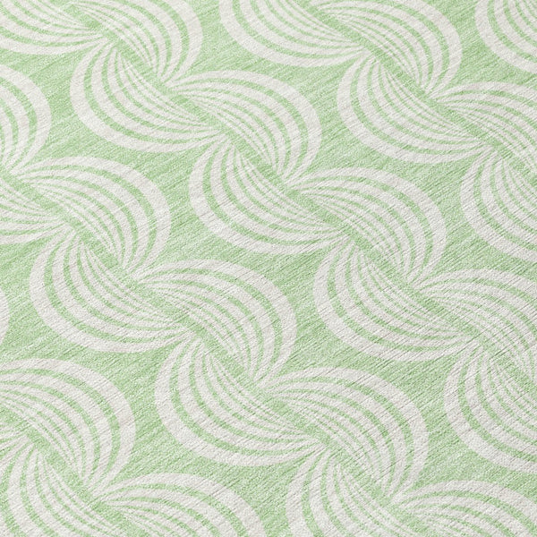 Homeroots 3' Aqua And Beige Ogee Washable Indoor Outdoor Area Rug - Durable, Stylish, And Easy To Maintain 8' Round Polyester 601628