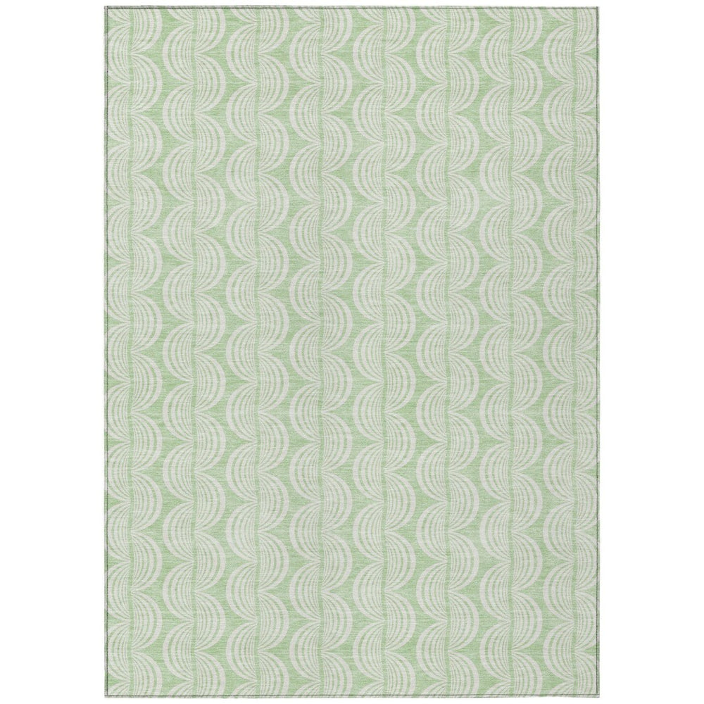 HomeRoots 9' Ogee Area Rug in Mint Green & Beige - Washable, Stain-Resistant for Indoor & Outdoor Spaces 601630