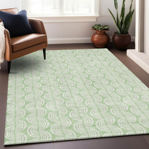 Homeroots 3' Aqua And Beige Ogee Washable Indoor Outdoor Area Rug - Durable, Stylish, And Easy To Maintain 9' X 12' Polyester 601630
