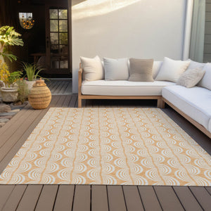 Homeroots 3' Aqua And Beige Ogee Washable Indoor Outdoor Area Rug - Durable, Stylish, And Easy To Maintain 5' X 8' Polyester 601633