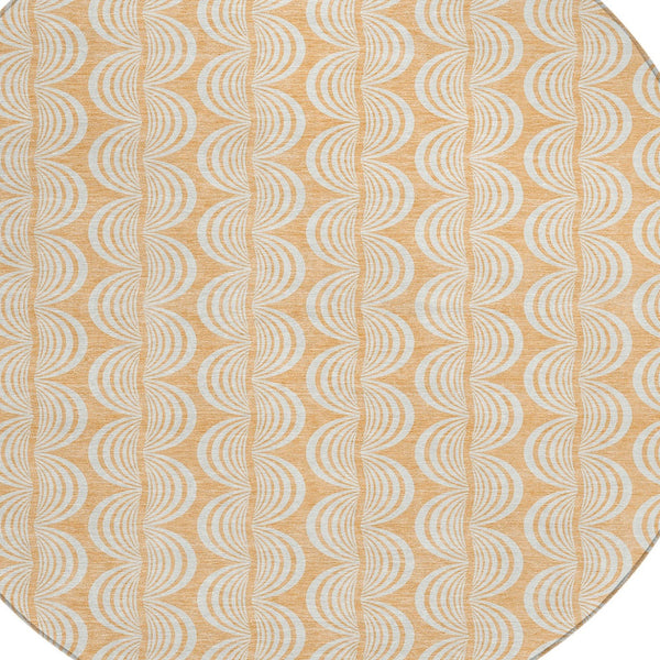 Homeroots 3' Aqua And Beige Ogee Washable Indoor Outdoor Area Rug - Durable, Stylish, And Easy To Maintain 8' Round Polyester 601634