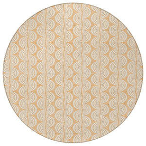Homeroots 3' Aqua And Beige Ogee Washable Indoor Outdoor Area Rug - Durable, Stylish, And Easy To Maintain 8' Round Polyester 601634