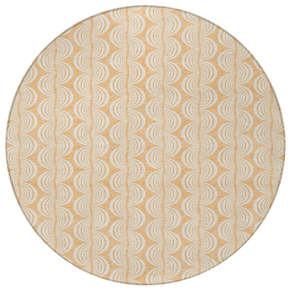 Homeroots 3' Aqua And Beige Ogee Washable Indoor Outdoor Area Rug - Durable, Stylish, And Easy To Maintain 8' Round Polyester 601634