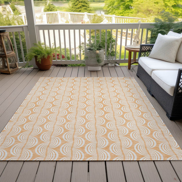 Homeroots 3' Aqua And Beige Ogee Washable Indoor Outdoor Area Rug - Durable, Stylish, And Easy To Maintain 9' X 12' Polyester 601636