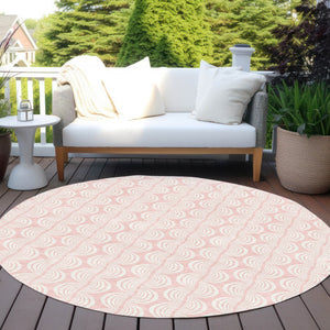 Homeroots 3' Aqua And Beige Ogee Washable Indoor Outdoor Area Rug - Durable, Stylish, And Easy To Maintain 8' Round Polyester 601640