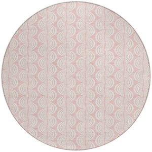 Homeroots 3' Aqua And Beige Ogee Washable Indoor Outdoor Area Rug - Durable, Stylish, And Easy To Maintain 8' Round Polyester 601640