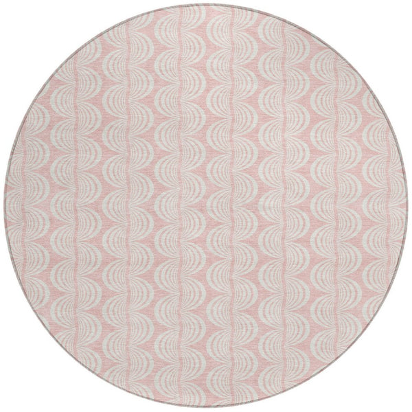 Homeroots 3' Aqua And Beige Ogee Washable Indoor Outdoor Area Rug - Durable, Stylish, And Easy To Maintain 8' Round Polyester 601640