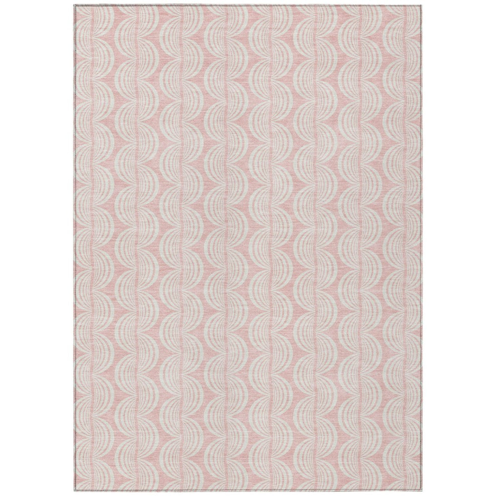 HomeRoots 9' Ogee Washable Indoor Outdoor Area Rug in Pink and Gray - Durable & Stylish for Any Space! 601642