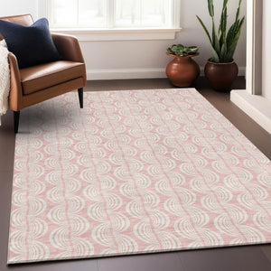 Homeroots 3' Aqua And Beige Ogee Washable Indoor Outdoor Area Rug - Durable, Stylish, And Easy To Maintain 9' X 12' Polyester 601642