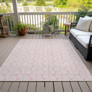 Homeroots 3' Aqua And Beige Ogee Washable Indoor Outdoor Area Rug - Durable, Stylish, And Easy To Maintain 10' X 14' Polyester 601643