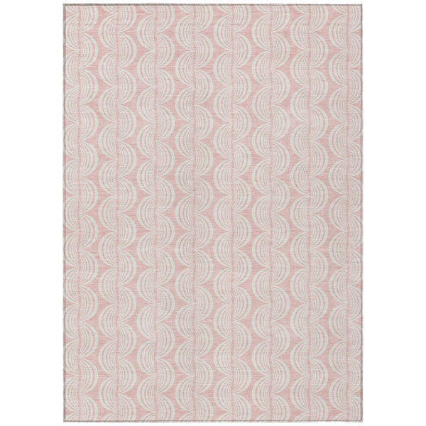 HomeRoots 5' Washable Pink and Gray Ogee Indoor Outdoor Area Rug - Durable, Stylish, Perfect for High-Traffic Spaces 10' X 14' 601643