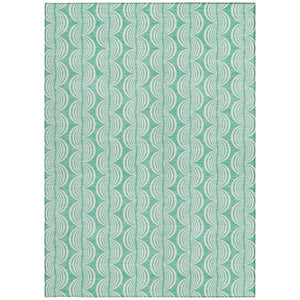 Homeroots 3' Aqua And Beige Ogee Washable Indoor Outdoor Area Rug - Durable, Stylish, And Easy To Maintain 3' X 5' Polyester 601644
