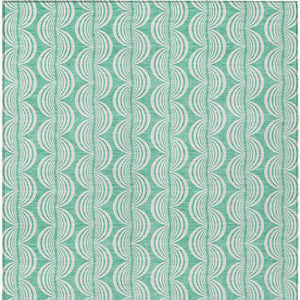 Homeroots 3' Aqua And Beige Ogee Washable Indoor Outdoor Area Rug - Durable, Stylish, And Easy To Maintain 5' X 8' Polyester 601645