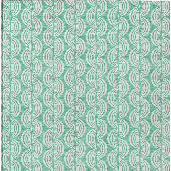 Homeroots 3' Aqua And Beige Ogee Washable Indoor Outdoor Area Rug - Durable, Stylish, And Easy To Maintain 5' X 8' Polyester 601645