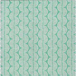 Homeroots 3' Aqua And Beige Ogee Washable Indoor Outdoor Area Rug - Durable, Stylish, And Easy To Maintain 8' X 10' Polyester 601647