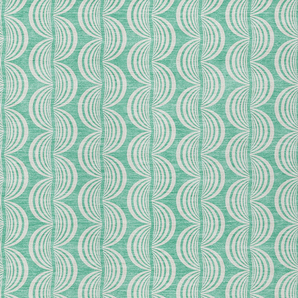 Homeroots 3' Aqua And Beige Ogee Washable Indoor Outdoor Area Rug - Durable, Stylish, And Easy To Maintain 8' X 10' Polyester 601647