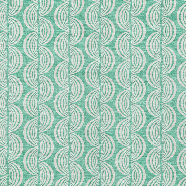 Homeroots 3' Aqua And Beige Ogee Washable Indoor Outdoor Area Rug - Durable, Stylish, And Easy To Maintain 10' X 14' Polyester 601649