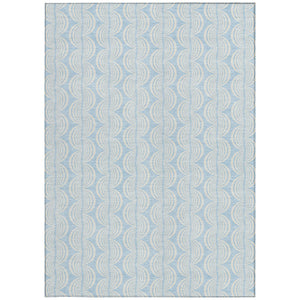 Homeroots 3' Aqua And Beige Ogee Washable Indoor Outdoor Area Rug - Durable, Stylish, And Easy To Maintain 3' X 5' Polyester 601650