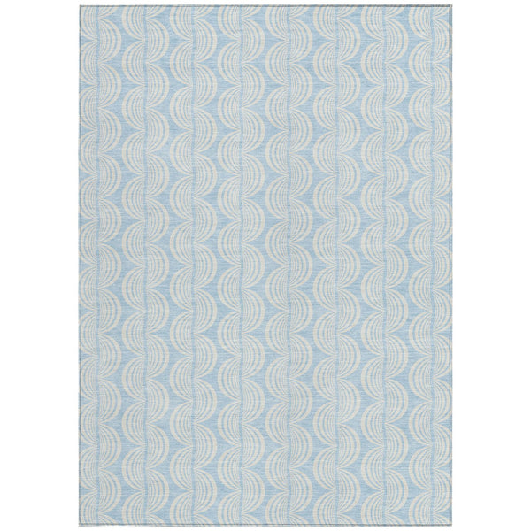 Homeroots 3' Aqua And Beige Ogee Washable Indoor Outdoor Area Rug - Durable, Stylish, And Easy To Maintain 3' X 5' Polyester 601650