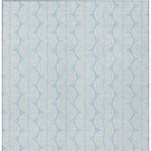 Homeroots 3' Aqua And Beige Ogee Washable Indoor Outdoor Area Rug - Durable, Stylish, And Easy To Maintain 5' X 8' Polyester 601651