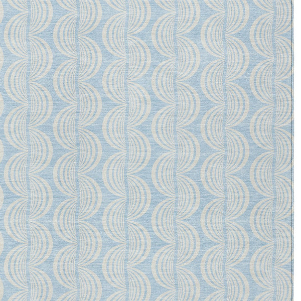 Homeroots 3' Aqua And Beige Ogee Washable Indoor Outdoor Area Rug - Durable, Stylish, And Easy To Maintain 5' X 8' Polyester 601651