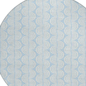 Homeroots 3' Aqua And Beige Ogee Washable Indoor Outdoor Area Rug - Durable, Stylish, And Easy To Maintain 8' Round Polyester 601652