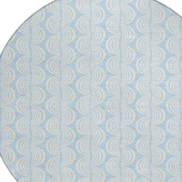 Homeroots 3' Aqua And Beige Ogee Washable Indoor Outdoor Area Rug - Durable, Stylish, And Easy To Maintain 8' Round Polyester 601652