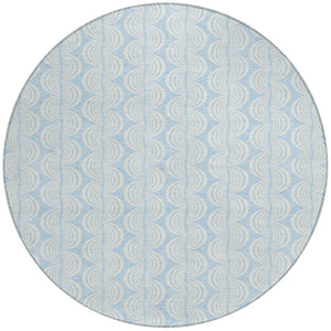 Homeroots 3' Aqua And Beige Ogee Washable Indoor Outdoor Area Rug - Durable, Stylish, And Easy To Maintain 8' Round Polyester 601652