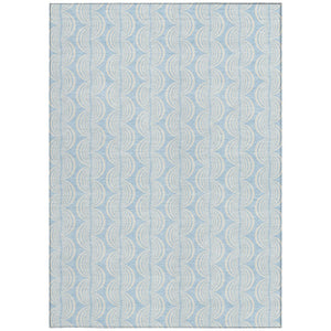 Homeroots 3' Aqua And Beige Ogee Washable Indoor Outdoor Area Rug - Durable, Stylish, And Easy To Maintain 8' X 10' Polyester 601653