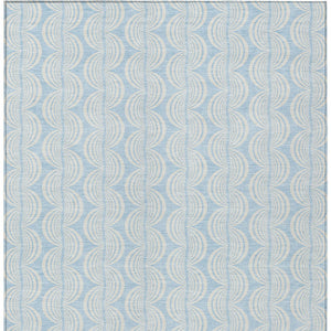 Homeroots 3' Aqua And Beige Ogee Washable Indoor Outdoor Area Rug - Durable, Stylish, And Easy To Maintain 8' X 10' Polyester 601653