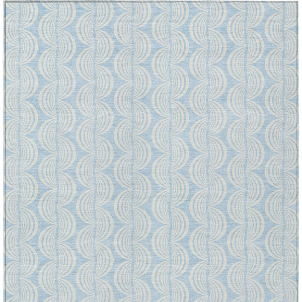 Homeroots 3' Aqua And Beige Ogee Washable Indoor Outdoor Area Rug - Durable, Stylish, And Easy To Maintain 8' X 10' Polyester 601653