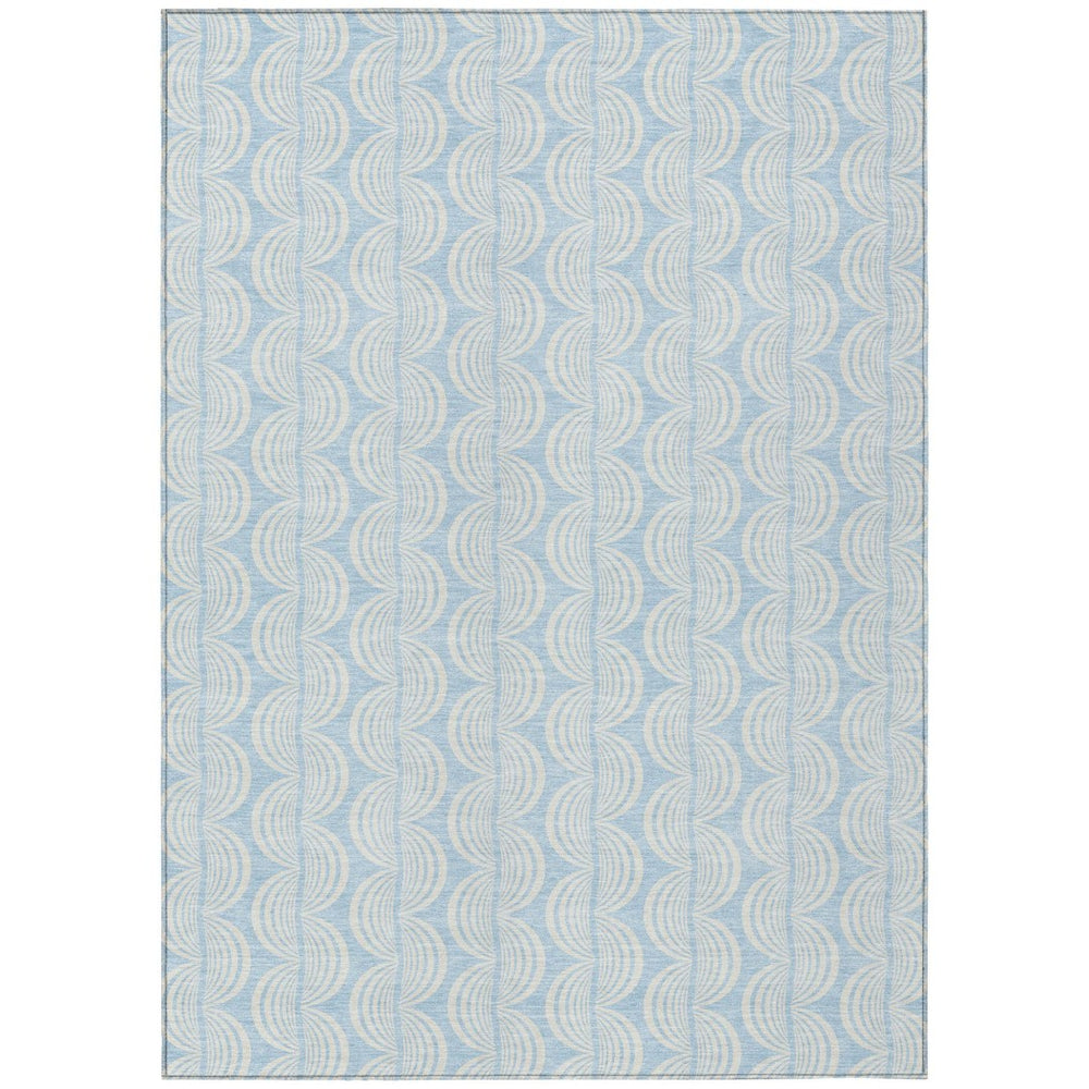 HomeRoots 9' Ogee Area Rug in Sky Blue & Beige - Stylish, Washable Indoor/Outdoor Design for Any Space! 601654