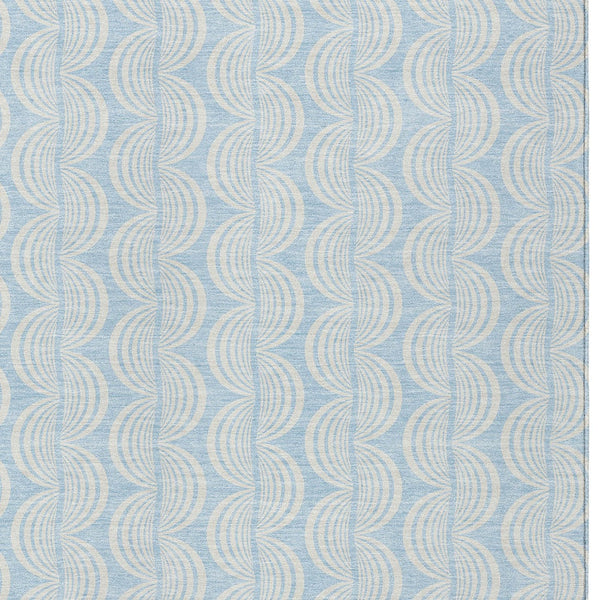 Homeroots 3' Aqua And Beige Ogee Washable Indoor Outdoor Area Rug - Durable, Stylish, And Easy To Maintain 9' X 12' Polyester 601654