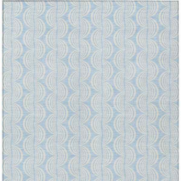 Homeroots 3' Aqua And Beige Ogee Washable Indoor Outdoor Area Rug - Durable, Stylish, And Easy To Maintain 10' X 14' Polyester 601655