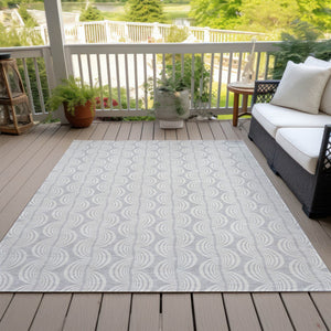 Homeroots 3' Aqua And Beige Ogee Washable Indoor Outdoor Area Rug - Durable, Stylish, And Easy To Maintain 8' X 10' Polyester 601659