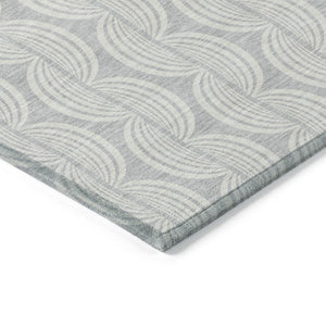 Homeroots 3' Aqua And Beige Ogee Washable Indoor Outdoor Area Rug - Durable, Stylish, And Easy To Maintain 8' X 10' Polyester 601659