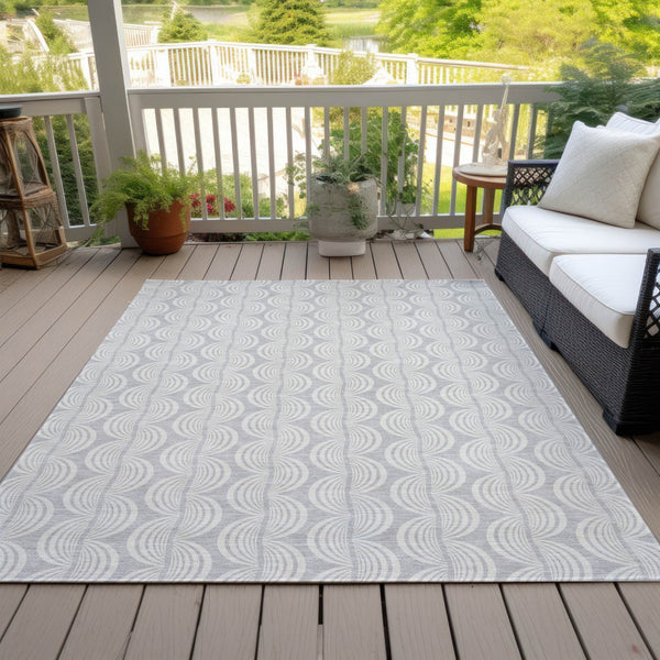 Homeroots 3' Aqua And Beige Ogee Washable Indoor Outdoor Area Rug - Durable, Stylish, And Easy To Maintain 10' X 14' Polyester 601661