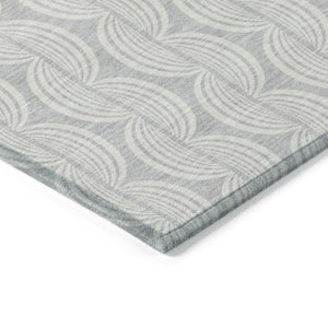 Homeroots 3' Aqua And Beige Ogee Washable Indoor Outdoor Area Rug - Durable, Stylish, And Easy To Maintain 10' X 14' Polyester 601661