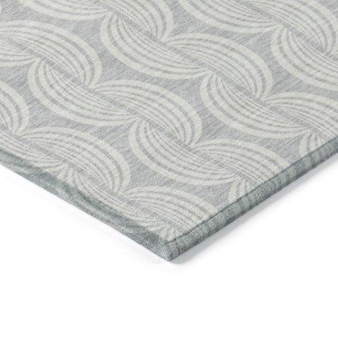 Homeroots 3' Aqua And Beige Ogee Washable Indoor Outdoor Area Rug - Durable, Stylish, And Easy To Maintain 10' X 14' Polyester 601661