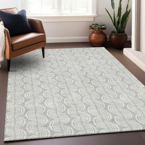 Homeroots 3' Aqua And Beige Ogee Washable Indoor Outdoor Area Rug - Durable, Stylish, And Easy To Maintain 10' X 14' Polyester 601661