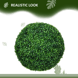 English Elm HOMCOM Realistic Set of 2 19.75" Boxwood Topiary Balls UV-Safe Outdoor Indoor Faux Plants Decor W2225P229587