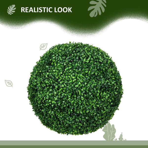 English Elm HOMCOM Realistic Set of 2 19.75" Boxwood Topiary Balls UV-Safe Outdoor Indoor Faux Plants Decor W2225P229587