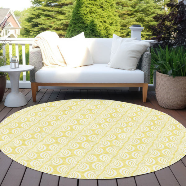 Homeroots 3' Aqua And Beige Ogee Washable Indoor Outdoor Area Rug - Durable, Stylish, And Easy To Maintain 8' Round Polyester 601664