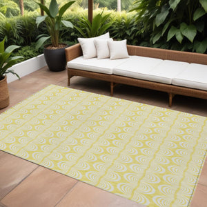 Homeroots 3' Aqua And Beige Ogee Washable Indoor Outdoor Area Rug - Durable, Stylish, And Easy To Maintain 8' X 10' Polyester 601665