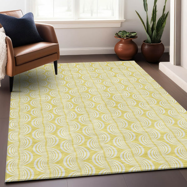 Homeroots 3' Aqua And Beige Ogee Washable Indoor Outdoor Area Rug - Durable, Stylish, And Easy To Maintain 10' X 14' Polyester 601667