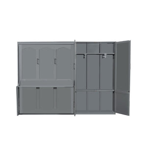 HomeRoots Gray Wood Queen Murphy Bed – Space-Saving, Stylish Cabinet Design for Modern Guest Rooms & Studios 601668