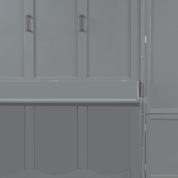 HomeRoots Gray Wood Queen Murphy Bed – Space-Saving, Stylish Cabinet Design for Modern Guest Rooms & Studios 601668