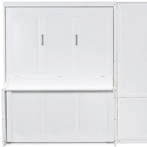 HomeRoots White Wood Queen Murphy Bed - Elegant Space-Saving Design for Stylish Small Rooms & Guest Areas 601669